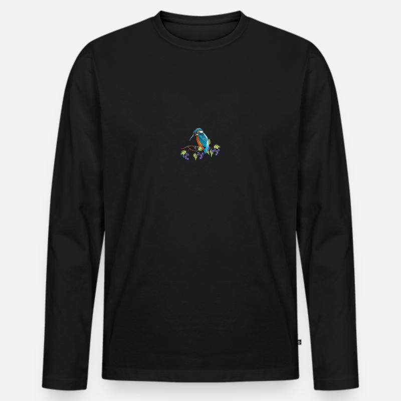 Bunter Vogel - Männer Premium Bio Langarmshirt - Schwarz