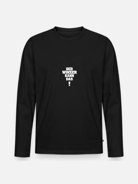 Lustig Winzer - Männer Premium Bio Langarmshirt - Schwarz