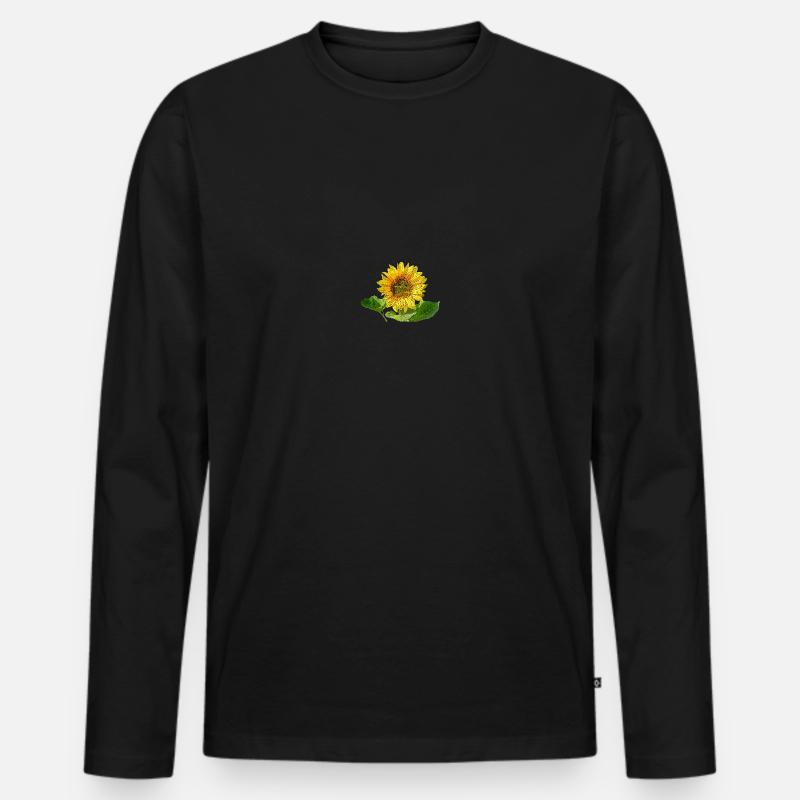 Sonnenblume - Männer Premium Bio Langarmshirt - Schwarz