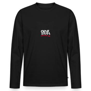 Oida - Männer Premium Bio Langarmshirt - Schwarz - Vorne - Nico (187cm)