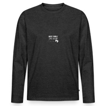Je déteste les gens, j'adore les jeux drôles en disant - T-shirt manches longues Premium bio Homme - anthracite chiné - Devant - Nico (187cm)
