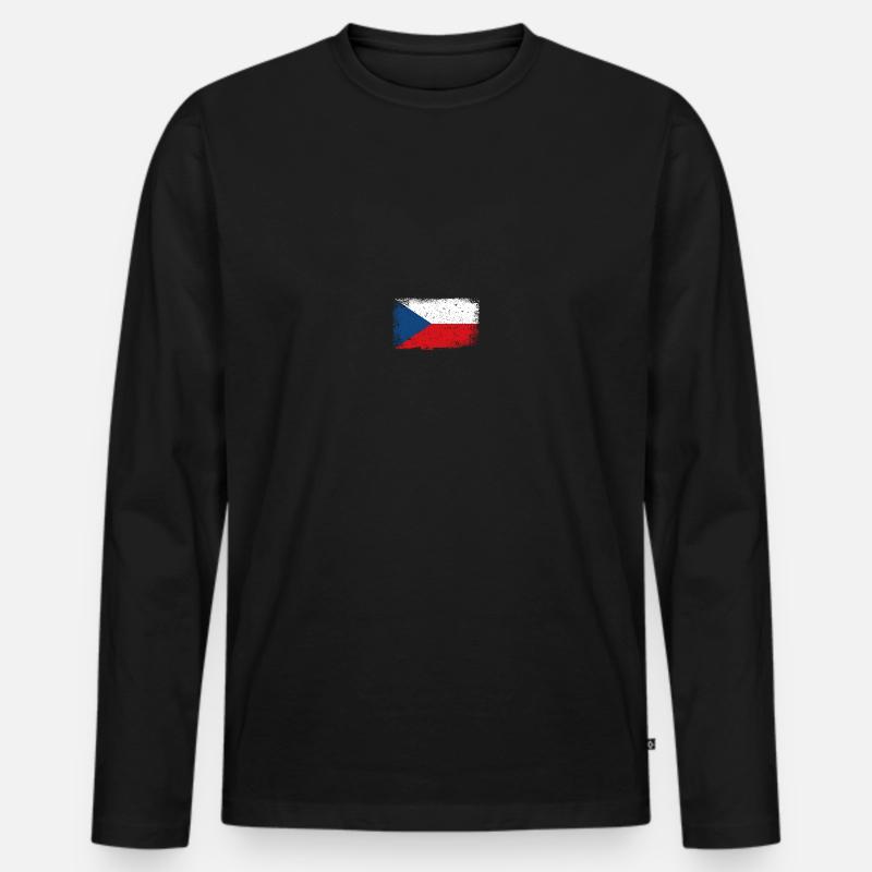Tschechien Flagge - Männer Premium Bio Langarmshirt - Schwarz