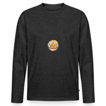 Schnitzel mit Pommes Retro Farben - Männer Premium Bio Langarmshirt - Anthrazit meliert - Vorne - Nico (187cm)
