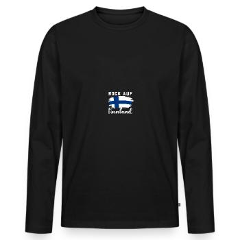 Bock auf Finnland Flagge Urlaub Geschenk - Männer Premium Bio Langarmshirt - Schwarz - Vorne - Nico (187cm)
