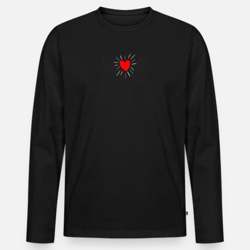 Herzen - Männer Premium Bio Langarmshirt - Schwarz
