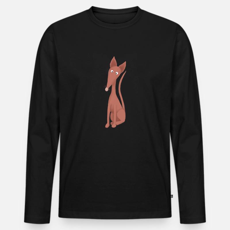 Podenco sitzend - Männer Premium Bio Langarmshirt - Schwarz