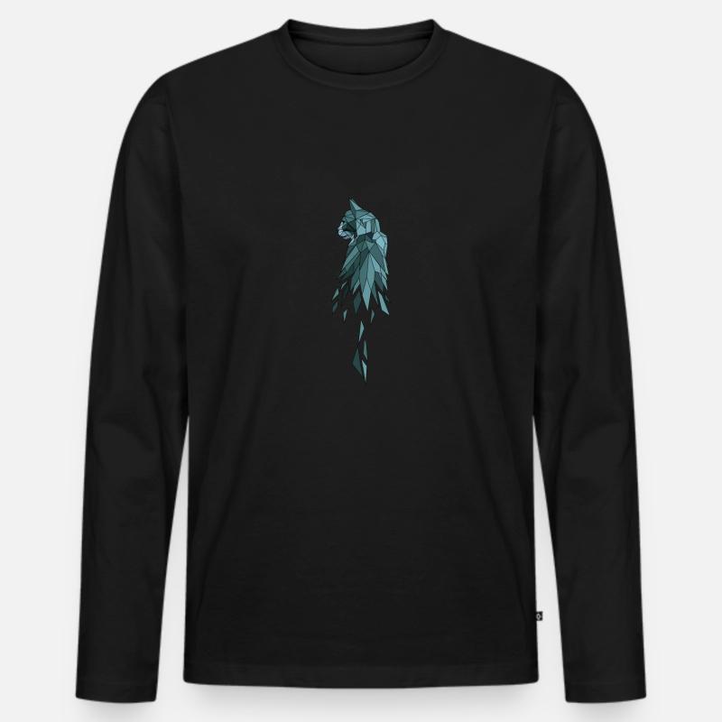 Katze polygon blau - Männer Premium Bio Langarmshirt - Schwarz