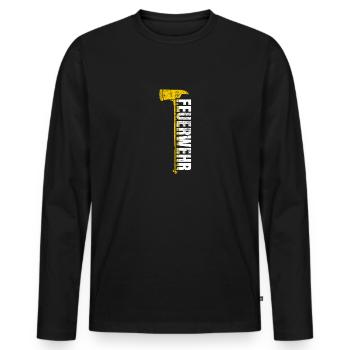 Feuerwehr - Axt - Männer Premium Bio Langarmshirt - Schwarz - Vorne - Nico (187cm)