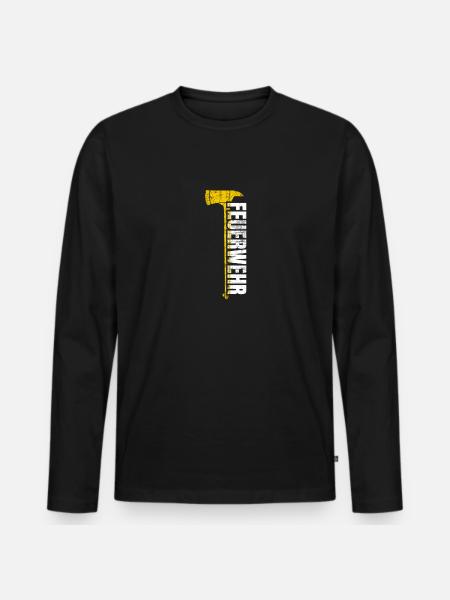 Feuerwehr - Axt - Männer Premium Bio Langarmshirt - Schwarz