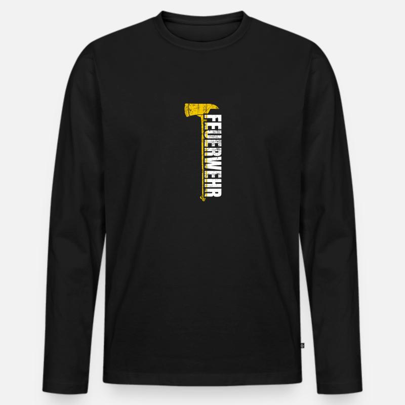 Feuerwehr - Axt - Männer Premium Bio Langarmshirt - Schwarz