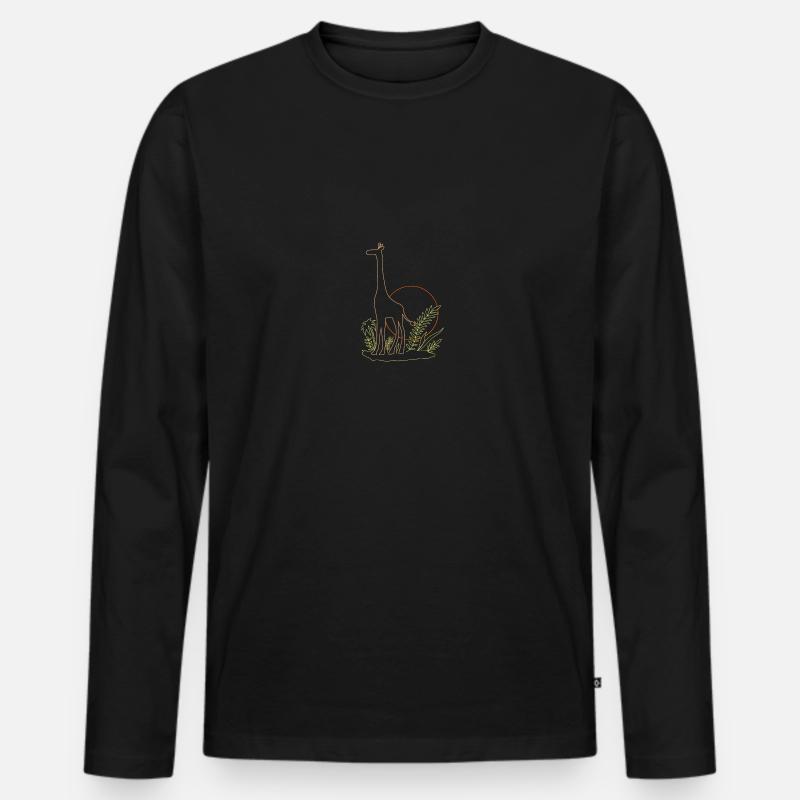 Lustige Illustration Giraffe - Männer Premium Bio Langarmshirt - Schwarz