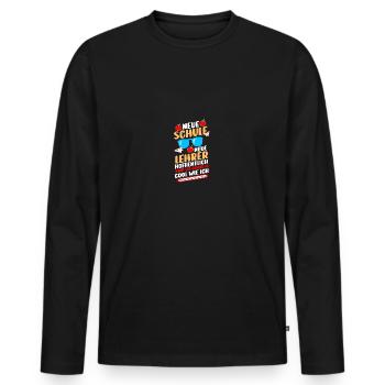 First Grade Elementary School Back to School Gift - Men's Premium Organic Long Sleeve Shirt - black - Front - Nico (187cm)