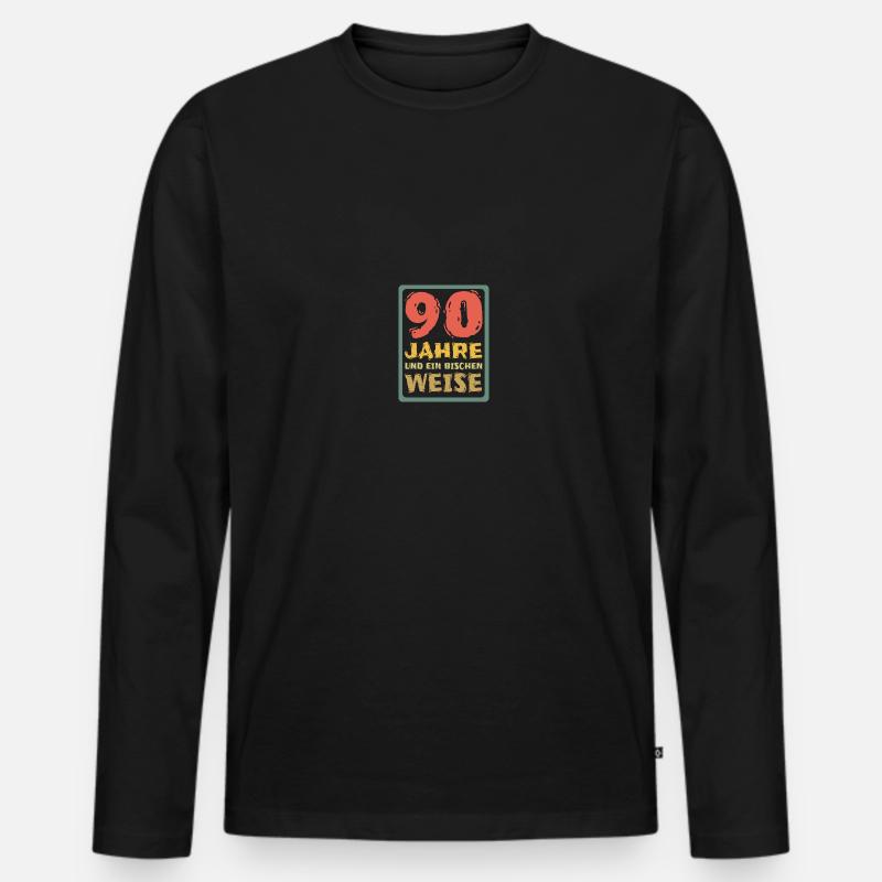Weisheit 90 - Männer Premium Bio Langarmshirt - Schwarz