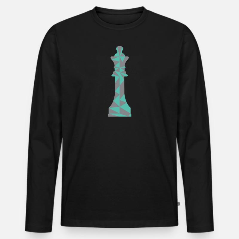 SCHACH DAME/POLYGON - Männer Premium Bio Langarmshirt - Schwarz