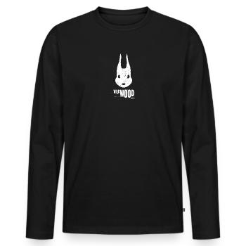 WILD WOOD SQUIRREL - Men's Premium Organic Long Sleeve Shirt - black - Front - Nico (187cm)