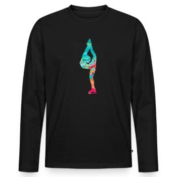 Eiskunstlauf PopArt - Männer Premium Bio Langarmshirt - Schwarz - Vorne - Nico (187cm)