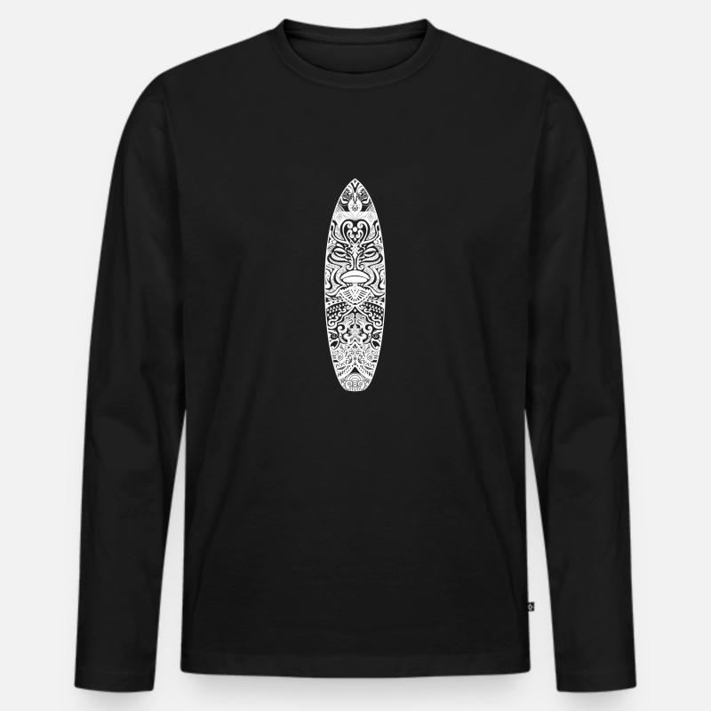 Maori Surf (weiße Version) - Männer Premium Bio Langarmshirt - Schwarz