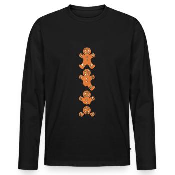 Bonhomme en pain d’épices Noël Pain d’épices Pain d’épices - T-shirt manches longues Premium bio Homme - noir - Devant - Nico (187cm)