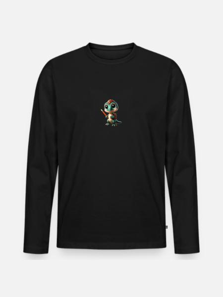 Velociraptor Cartoon 3 - T-shirt manches longues Premium bio Homme - noir