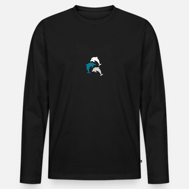 Delfin Dolphin - Männer Premium Bio Langarmshirt - Schwarz
