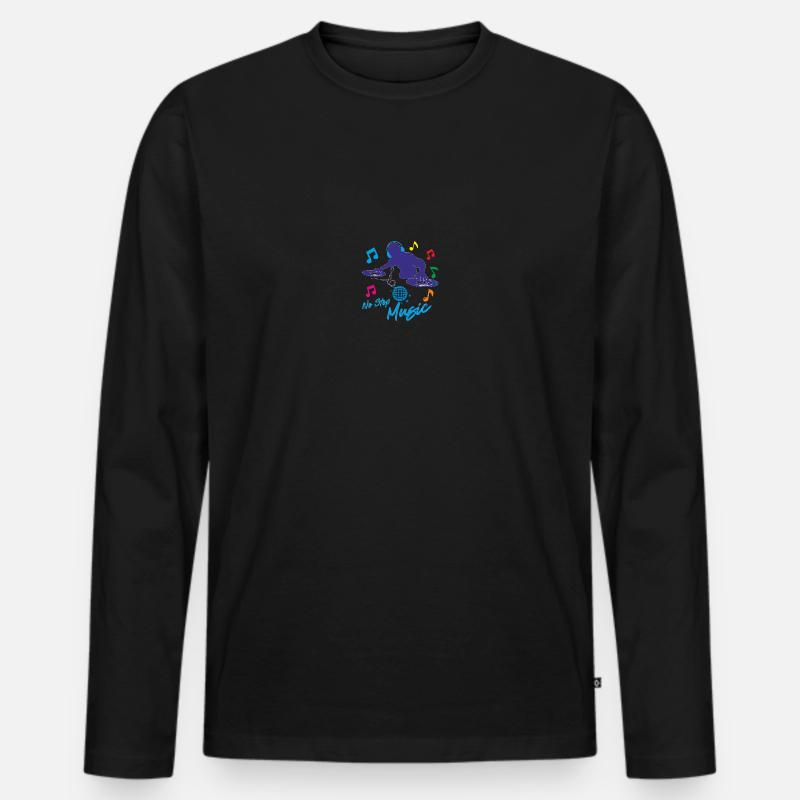 No Stop Musik - Männer Premium Bio Langarmshirt - Schwarz