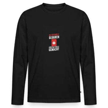 Schweizer Schweiz - Männer Premium Bio Langarmshirt - Schwarz - Vorne - Nico (187cm)