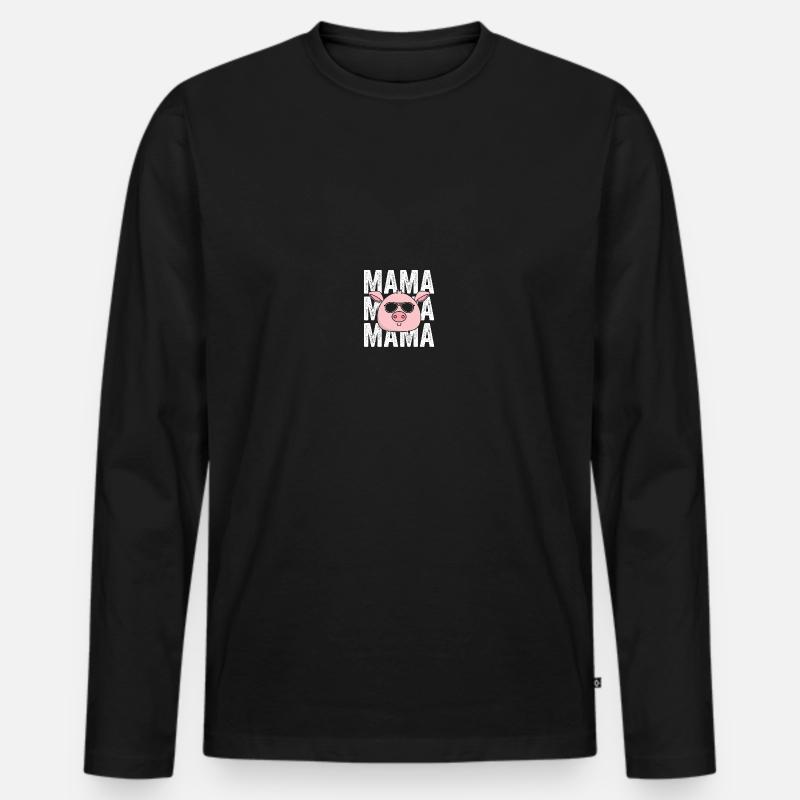 Mama Mutter Schwein - Männer Premium Bio Langarmshirt - Schwarz