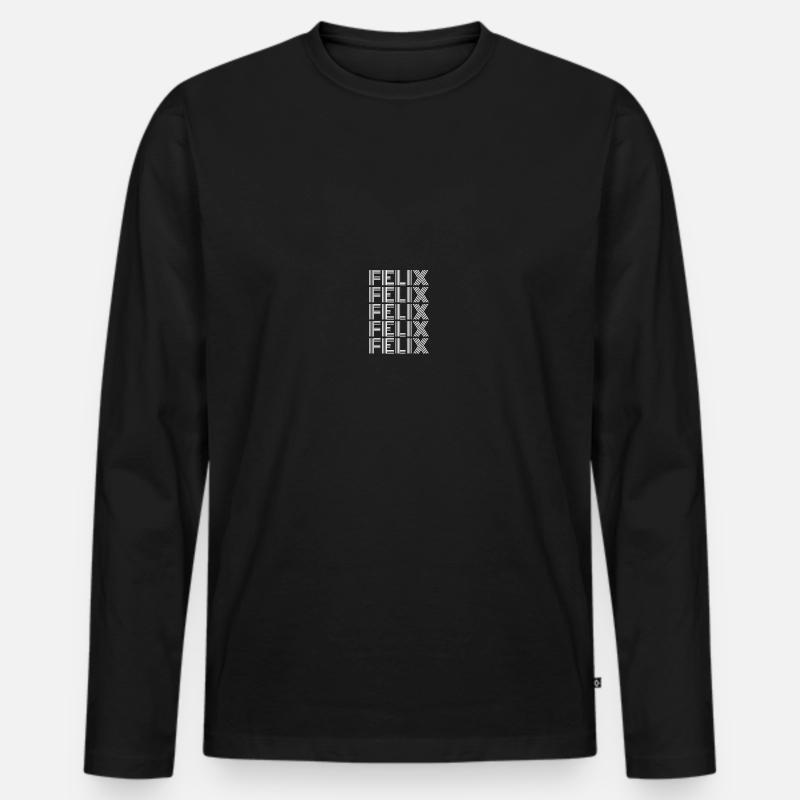 Felix - Männer Premium Bio Langarmshirt - Schwarz