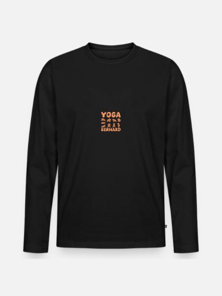 Cat Yoga Gerhard - Men's Premium Organic Long Sleeve Shirt - black