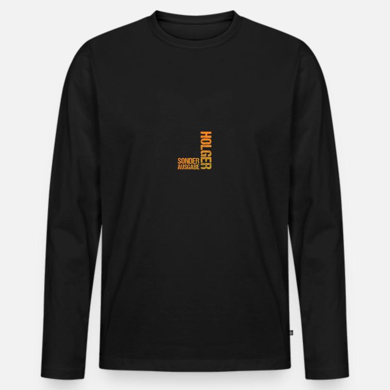Holger - Männer Premium Bio Langarmshirt - Schwarz