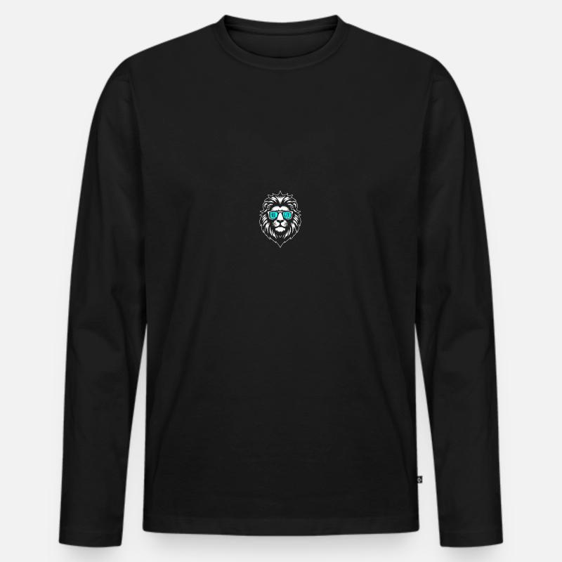 Löwe Holger - Männer Premium Bio Langarmshirt - Schwarz