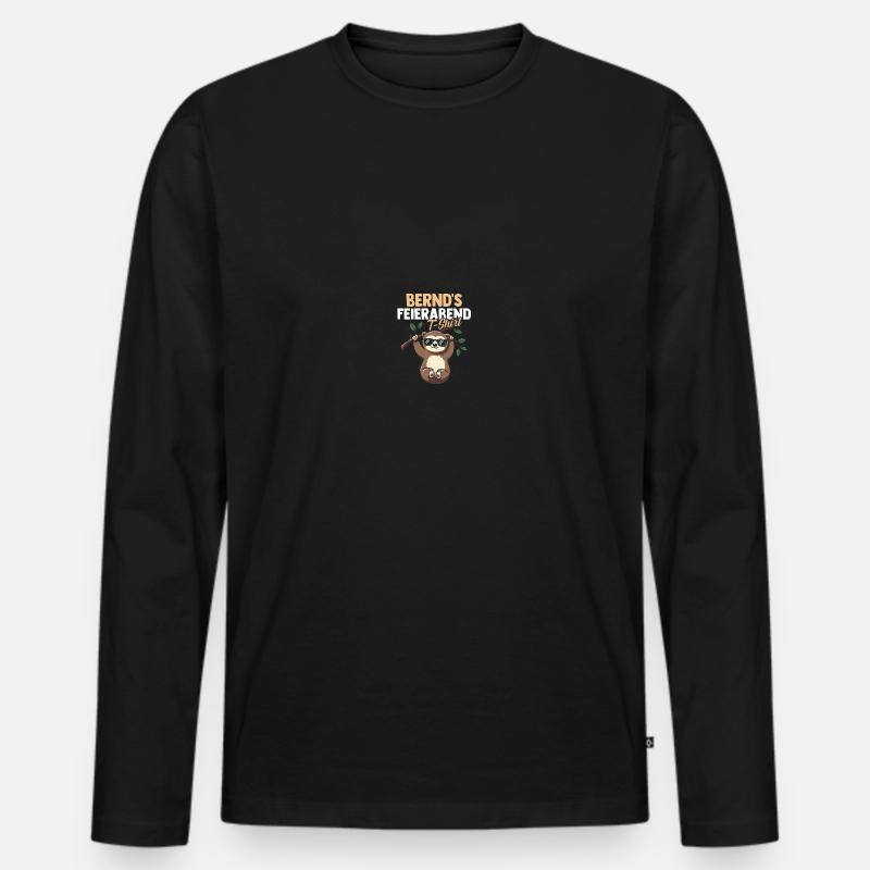 Faultier Bernd - Männer Premium Bio Langarmshirt - Schwarz