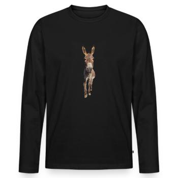 Esel - Männer Premium Bio Langarmshirt - Schwarz - Vorne - Nico (187cm)