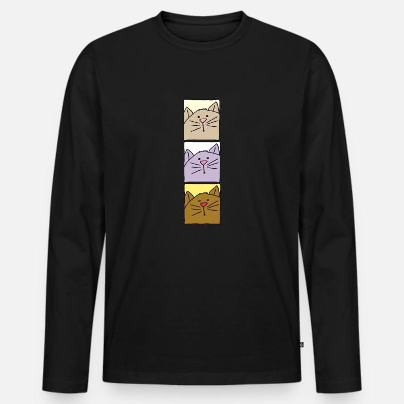 katze dreifach bunt - Männer Premium Bio Langarmshirt - Schwarz