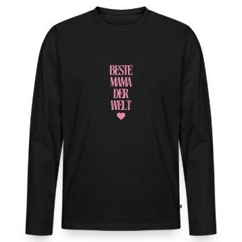 Beste Mama der Welt - Männer Premium Bio Langarmshirt - Schwarz - Vorne - Nico (187cm)
