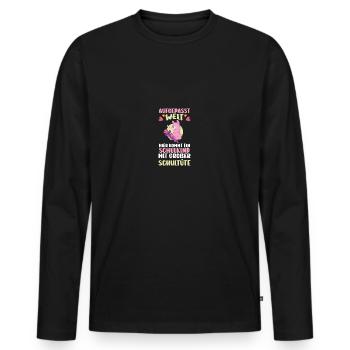 Kindergarten Graduates Back to School School Child Lama Enrollment - Men's Premium Organic Long Sleeve Shirt - black - Front - Nico (187cm)