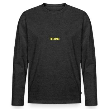 Techno - Männer Premium Bio Langarmshirt - Anthrazit meliert - Vorne - Nico (187cm)