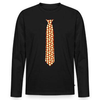 Krawatte Fake - Schlipsträger - Männer Premium Bio Langarmshirt - Schwarz - Vorne - Nico (187cm)