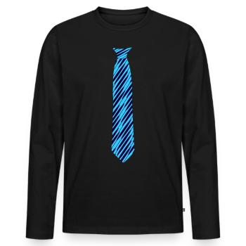krawatte muster schraeg blau - Männer Premium Bio Langarmshirt - Schwarz - Vorne - Nico (187cm)