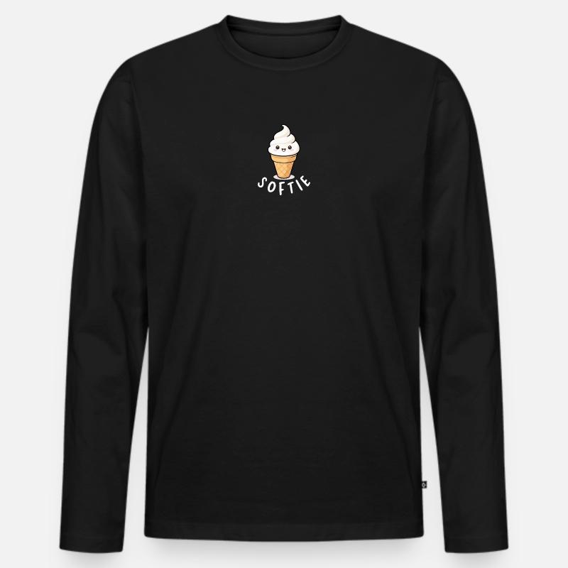 Softie Softeis Liebe Minimal Statement - Männer Premium Bio Langarmshirt - Schwarz