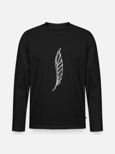 Vogel Federn Federhalter - Männer Premium Bio Langarmshirt - Schwarz