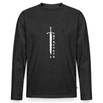 Sword strength white - Männer Premium Bio Langarmshirt - Anthrazit meliert - Vorne - Nico (187cm)