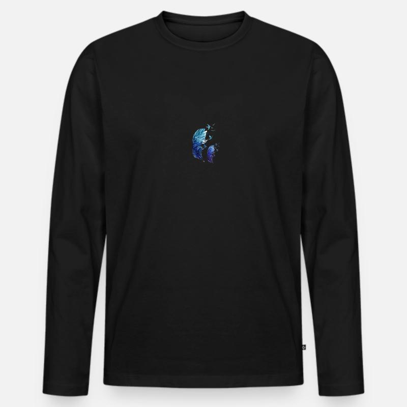 Feder - Männer Premium Bio Langarmshirt - Schwarz