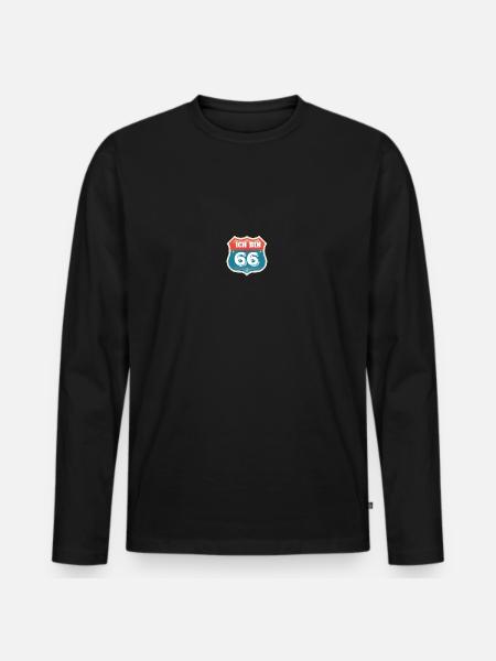 ICH BIN ORIGINAL 66 / ROUTE - Männer Premium Bio Langarmshirt - Schwarz