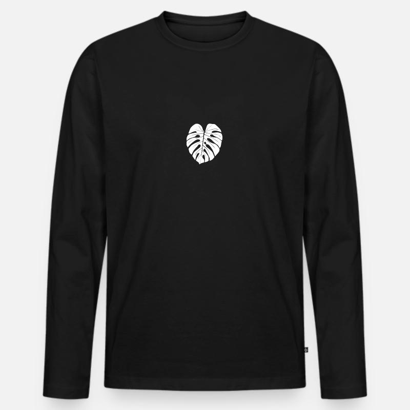 Monstera - Männer Premium Bio Langarmshirt - Schwarz
