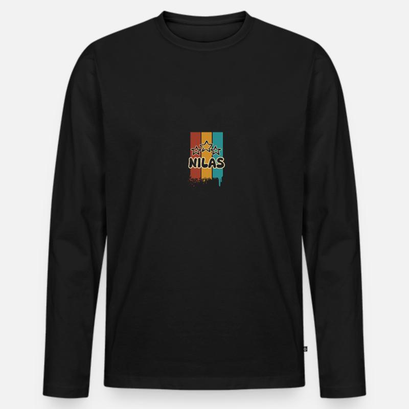 Nilas - Männer Premium Bio Langarmshirt - Schwarz