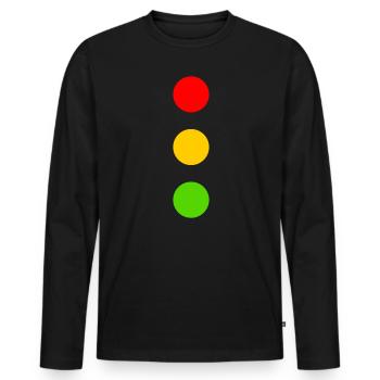 Costume de feu de circulation Rouge Jaune Vert Points Carnaval - T-shirt manches longues Premium bio Homme - noir - Devant - Nico (187cm)