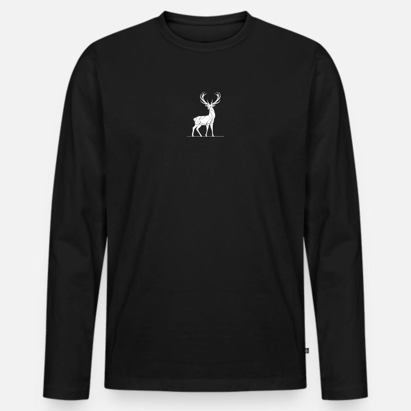 Abstrakter Rothirsch mit Geweih - Männer Premium Bio Langarmshirt - Schwarz
