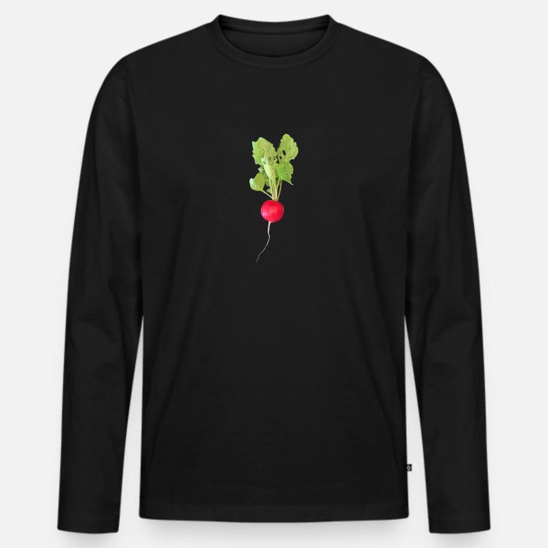 Radieschen - Männer Premium Bio Langarmshirt - Schwarz