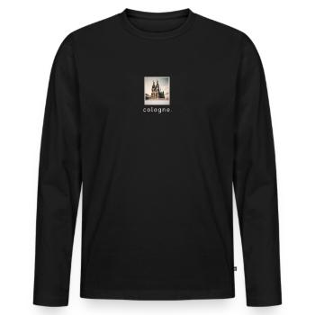 Cathédrale de Cologne rétro Photo - T-shirt manches longues Premium bio Homme - noir - Devant - Nico (187cm)